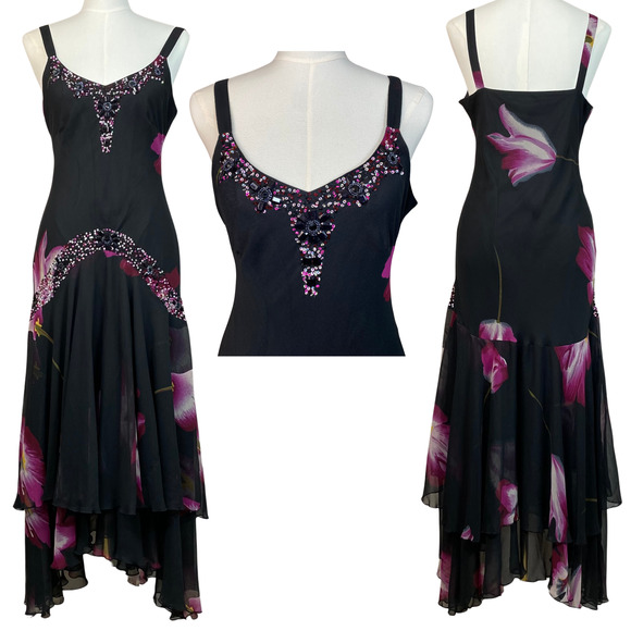 VTG Midnight Velvet Womens Whimsigoth Maxi Dress Size M Dark Fairy Beaded Y2K - Picture 1 of 16